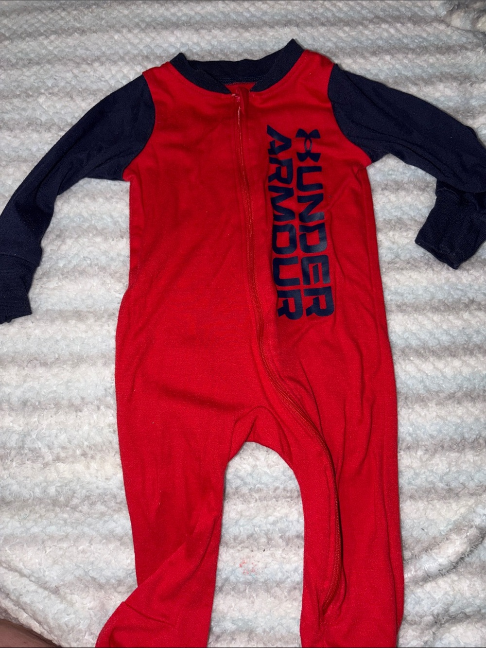 Under Armour Red and Navy Kids Zip One-Piece Pajama